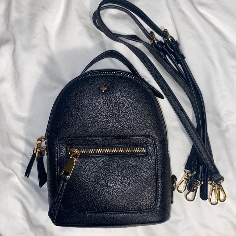 Mini Black Backpack with Gold Accessories